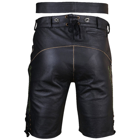 Lederhosen Genuine Suede Leather 100% – Black with Belt – Thriller Black
