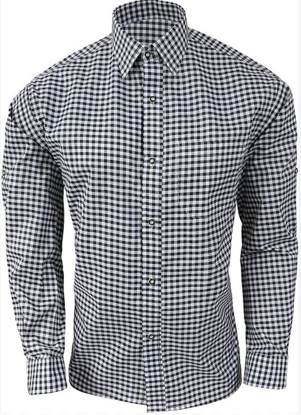 Oktoberfest Costume Shirt – Black & White checked– Deer Embroidered Pocket