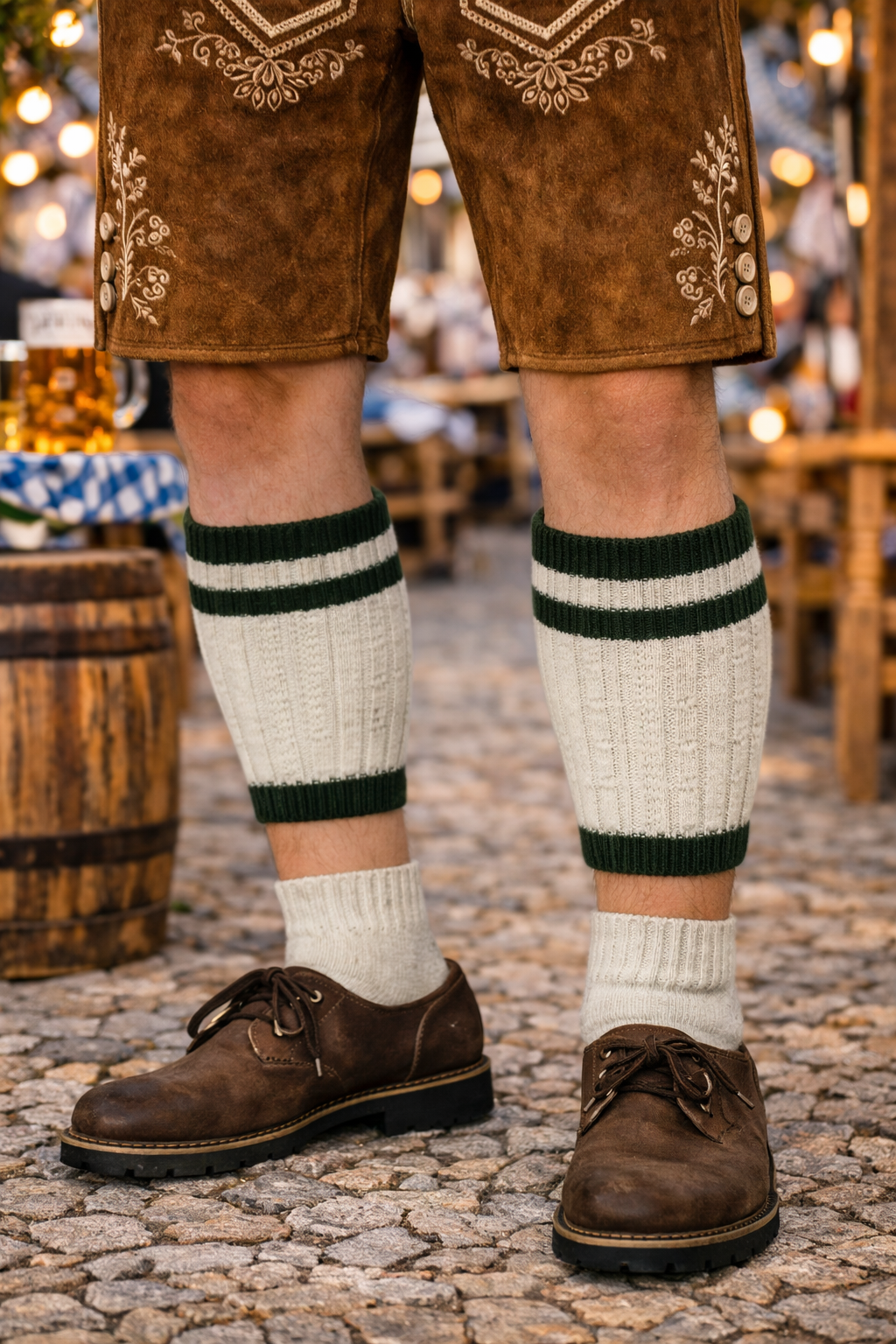 Green & Cream Bavarian Loferl Socks – Trachten Oktoberfest Socks
