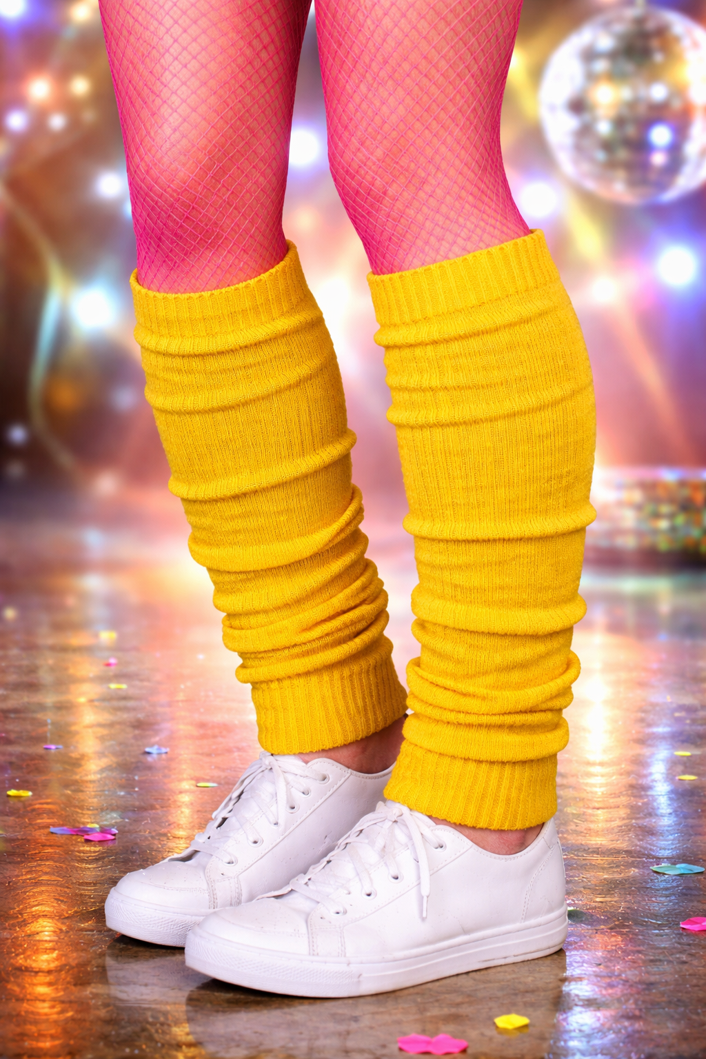 Yellow Leg Warmers – Retro 80s Disco & Carnival Costume Accessory Yellow Leg Warmers – Retro 80s Disco & Carnival Costume Accessory