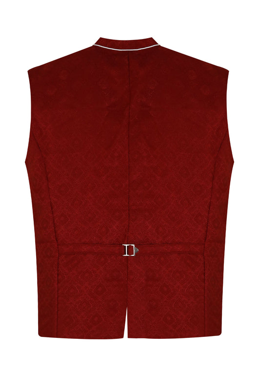Traditional Bavarian Vest – Bordeaux Red Polyester