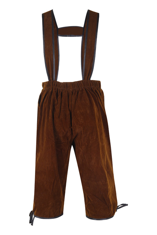 Lederhosen with Embroidered Suspenders – Traditional Bavarian Costume- Velvet