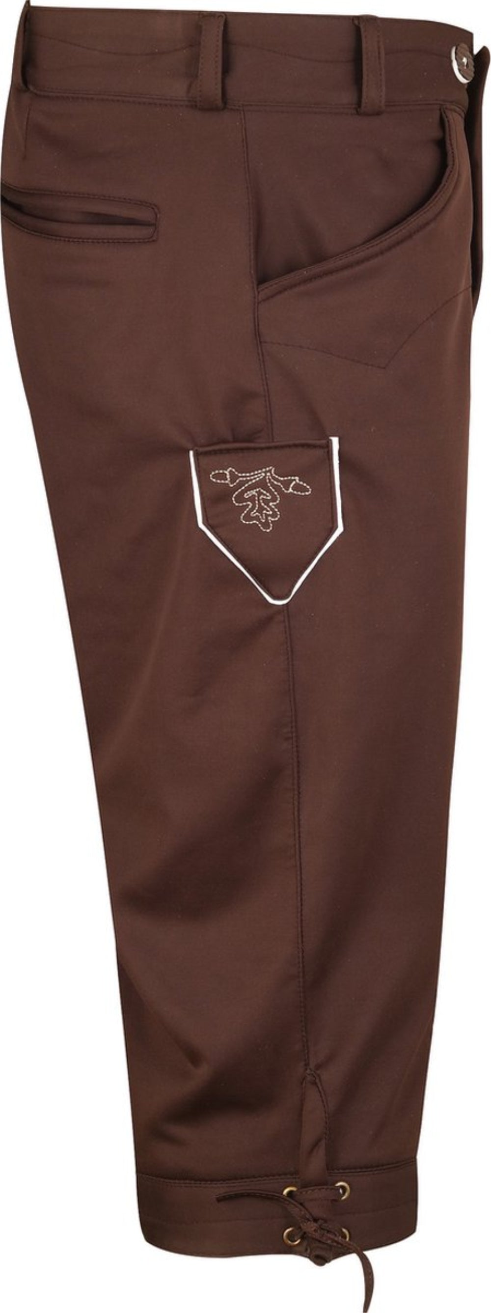 Men’s Brown Lederhosen – Knee-Length Bavarian Shorts