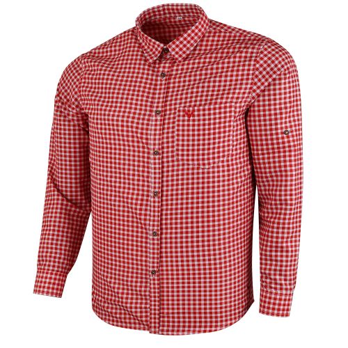 Oktoberfest Costume Shirt – Red & White – Deer Embroidered Pocket