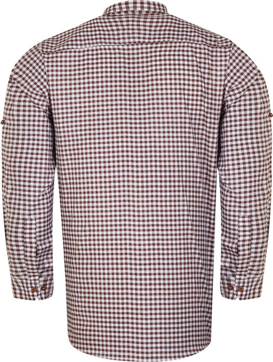 Oktoberfest Costume Shirt – Brown & White checked– Deer Embroidered Pocket