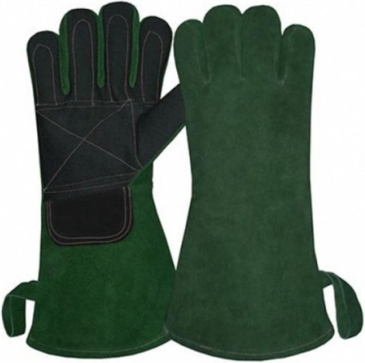 Heat-Resistant Gloves - Green Long Leather Size 12