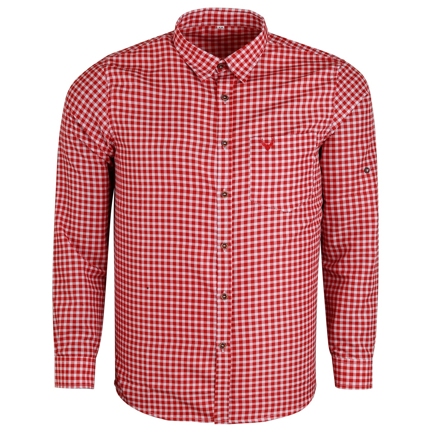 Oktoberfest Costume Shirt – Red & White – Deer Embroidered Pocket