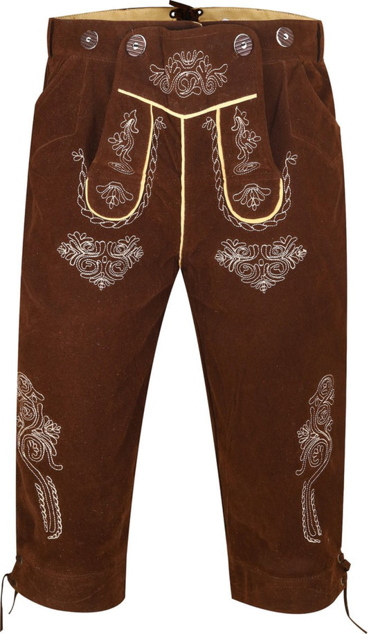 Lederhosen Knee-Length – Oktoberfest – Carnival Costume – Velvet – Brown- Unisex