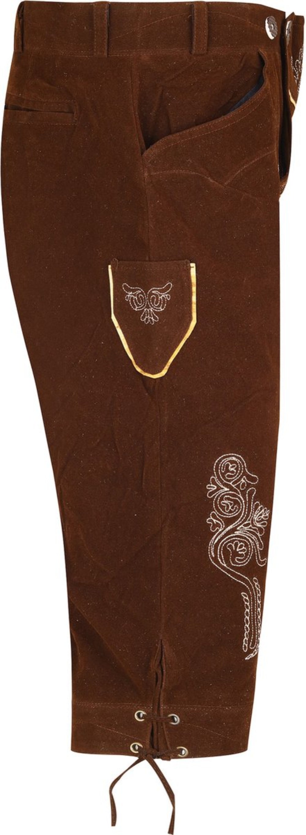 Lederhosen Knee-Length – Oktoberfest – Carnival Costume – Velvet – Brown- Unisex
