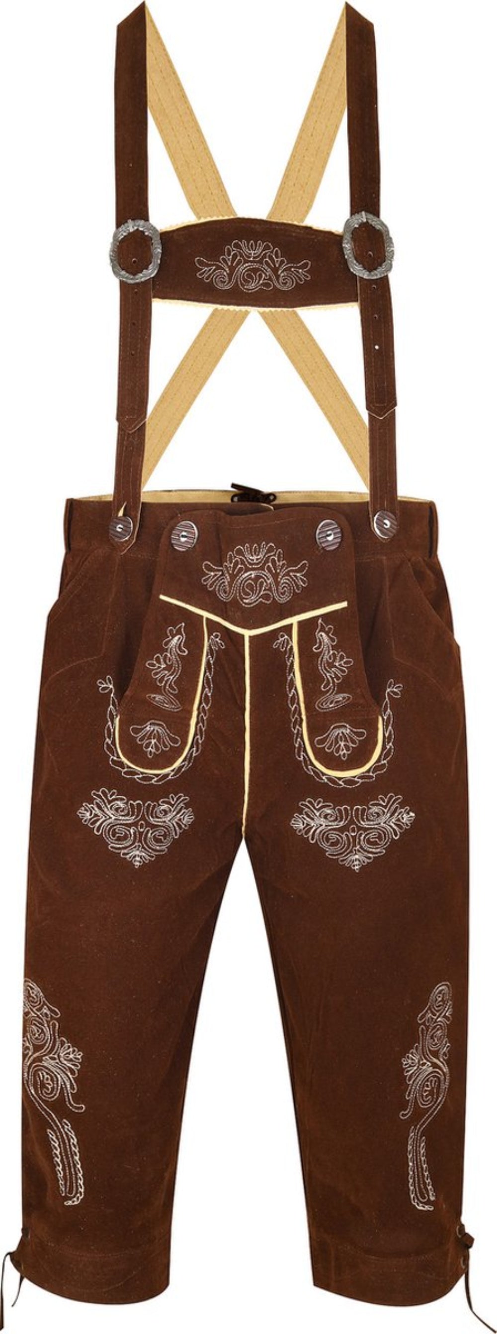 Lederhosen Knee-Length – Oktoberfest – Carnival Costume – Velvet – Brown- Unisex