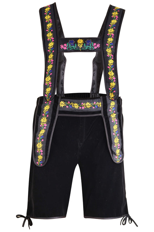 Lederhosen Mike Black  – Oktoberfest – Carnival Costume – Velvet –  Unisex