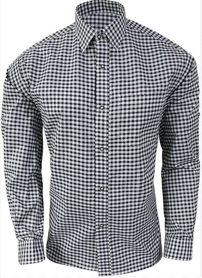 Oktoberfest Costume Shirt – Black & White checked– Deer Embroidered Pocket