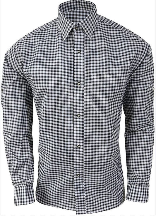 Oktoberfest Costume Shirt – Black & White checked– Deer Embroidered Pocket