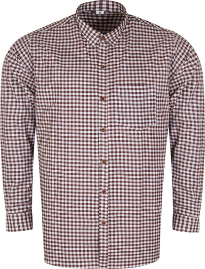 Oktoberfest Costume Shirt – Brown & White checked– Deer Embroidered Pocket