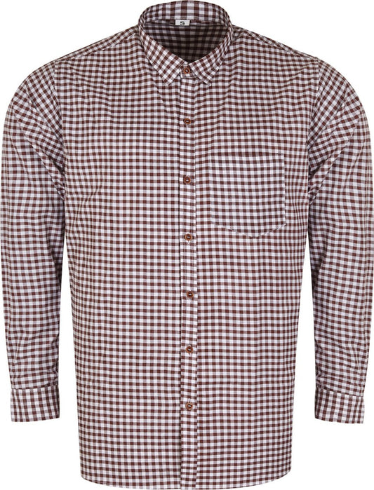 Oktoberfest Costume Shirt – Brown & White checked– Deer Embroidered Pocket