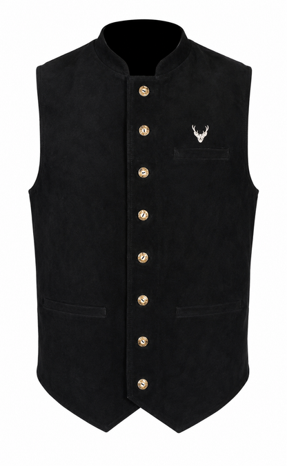 Men's Traditional Leather Waistcoat – Bavarian Oktoberfest Vest – Genuine Leather