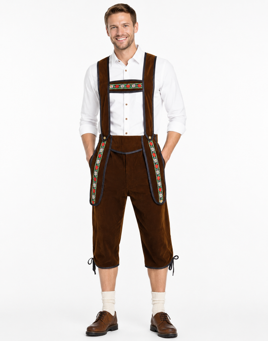 Men's Lederhosen with Embroidered Suspenders – Bavarian Oktoberfest