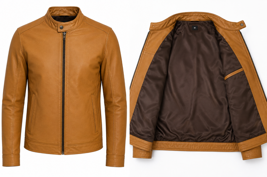 Men's Premium Sheep Leather Jacket – Tan Brown