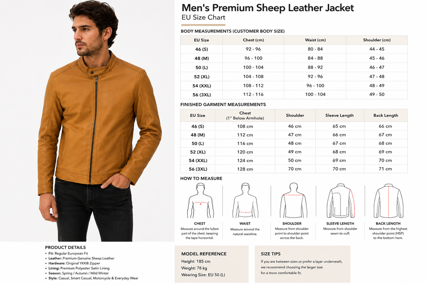 Men's Premium Sheep Leather Jacket – Tan Brown