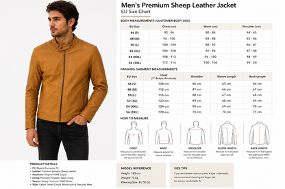 Men's Premium Sheep Leather Jacket – Tan Brown