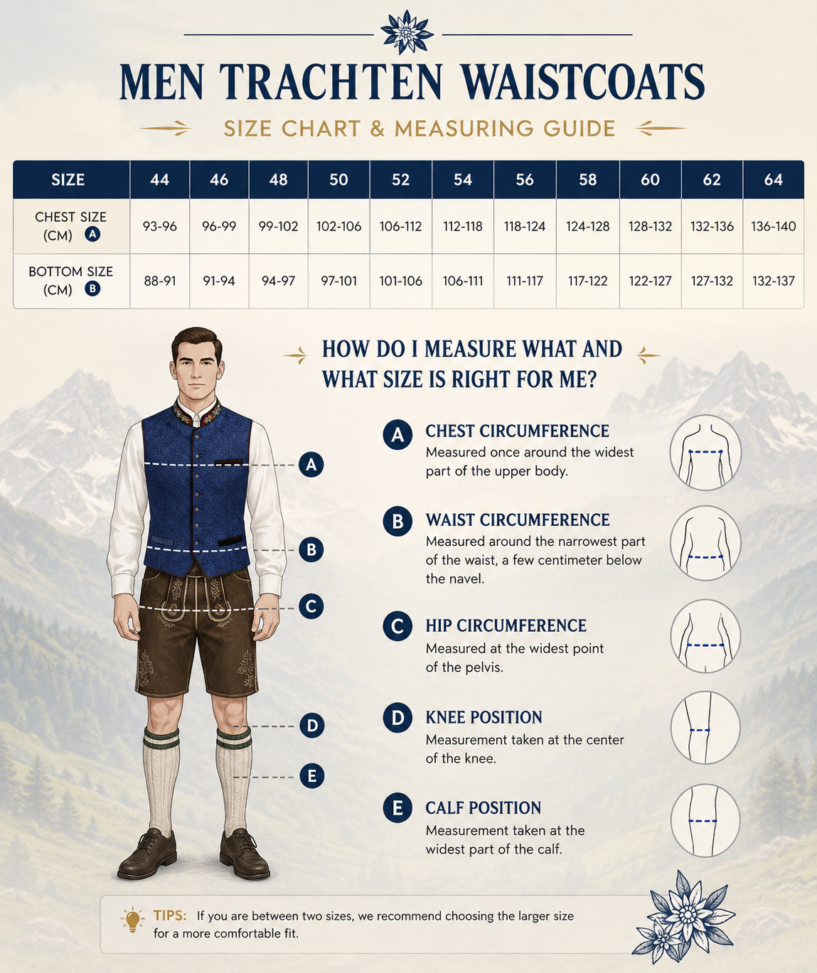 Men's Blue Oktoberfest Waistcoat – Traditional Bavarian Trachten Vest
