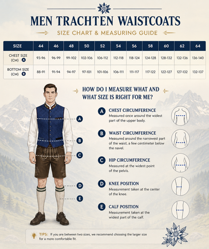 Men's Blue Oktoberfest Waistcoat – Traditional Bavarian Trachten Vest