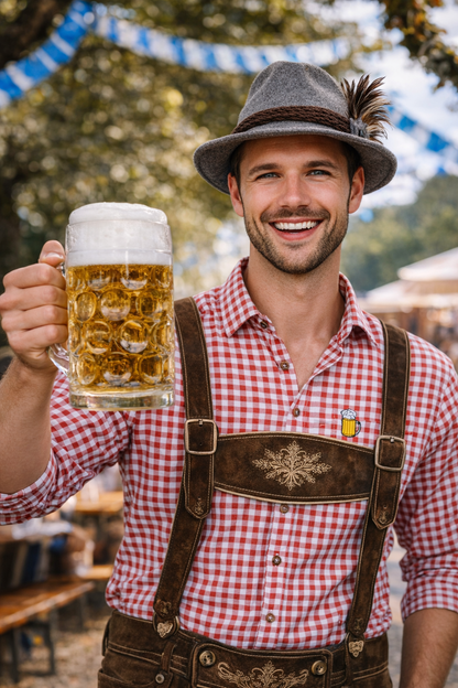 Bavarian Oktoberfest Shirt Red White – Trachten Shirt for Men