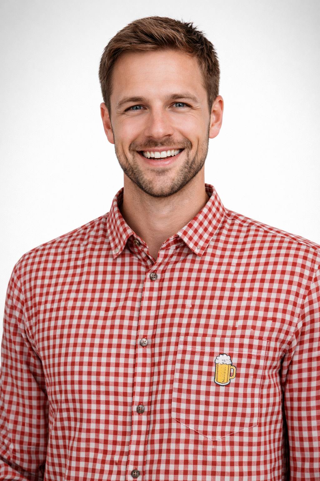 Bavarian Oktoberfest Shirt Red White – Trachten Shirt for Men