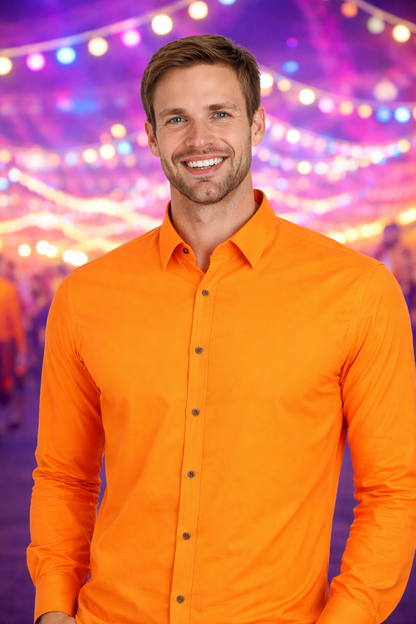Fluorescent Orange Shirt – 80s 90s Retro Disco Party Costume