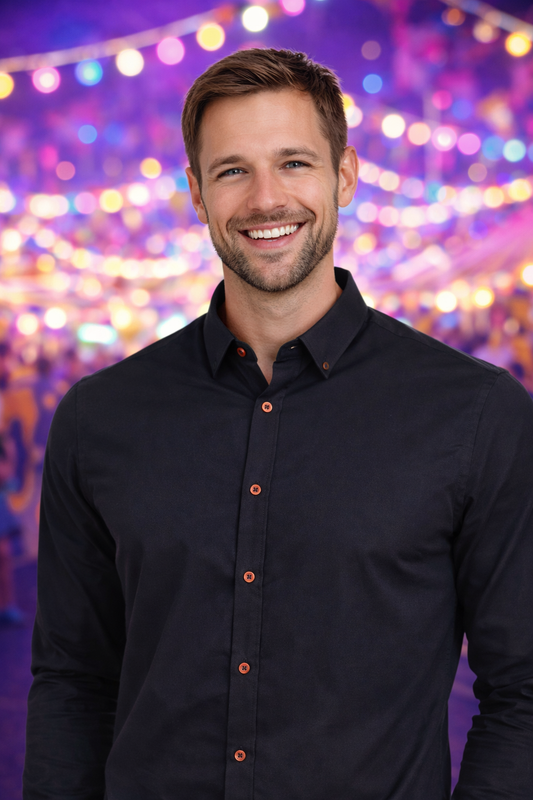 Neon Black Shirt – 80s 90s Disco & Carnival Costume for Men