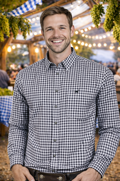 Men's Black & White Oktoberfest Shirt – Bavarian Costume