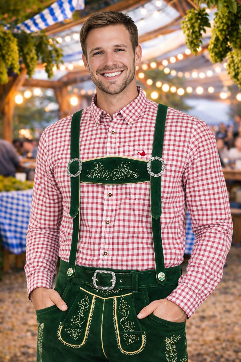 Green Velvet Lederhosen – Bavarian Oktoberfest Shorts