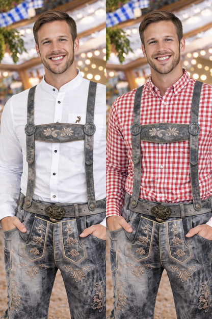 Men’s Bavarian Lederhosen – Genuine Cow Leather Oktoberfest Shorts