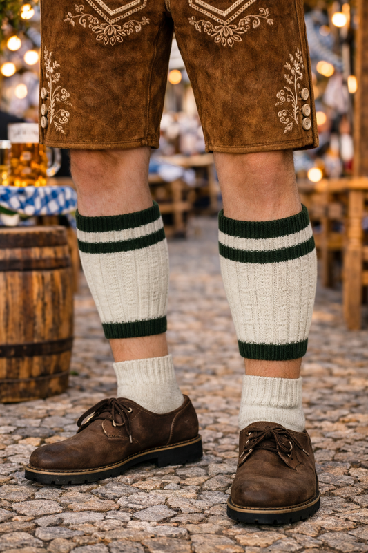 Green & Cream Bavarian Loferl Socks – Trachten Oktoberfest Socks