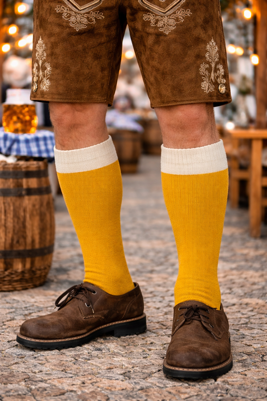 Bavarian Lederhosen Socks Yellow – Oktoberfest Knee Socks