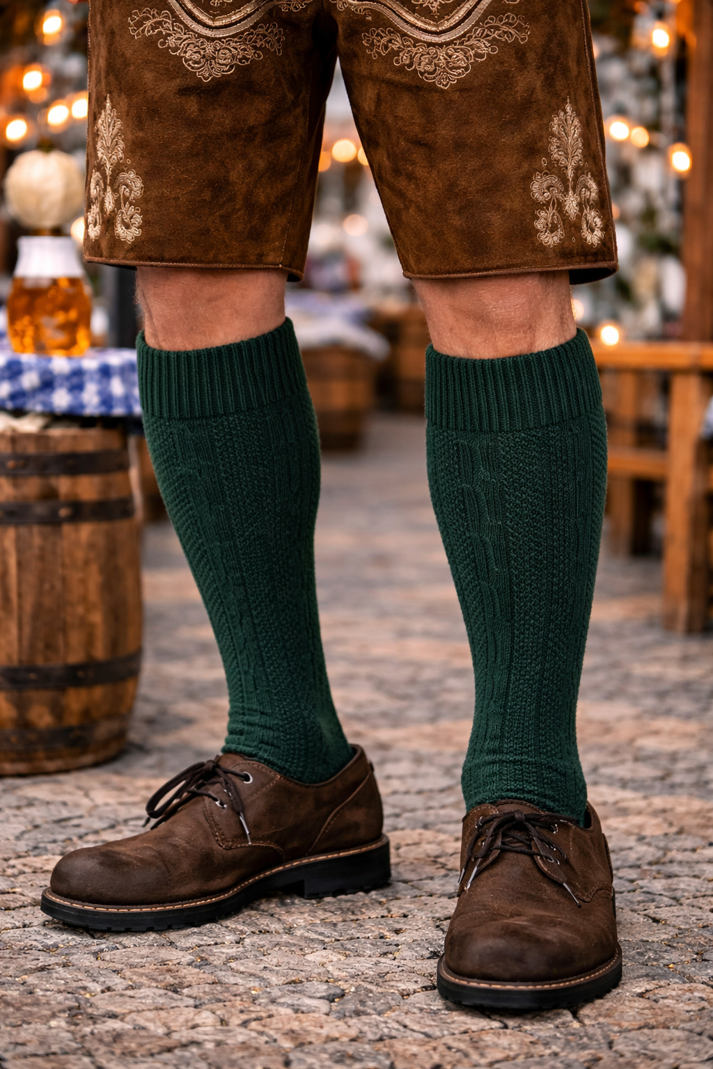 Green Bavarian Trachten Socks – Oktoberfest Knee-High Socks