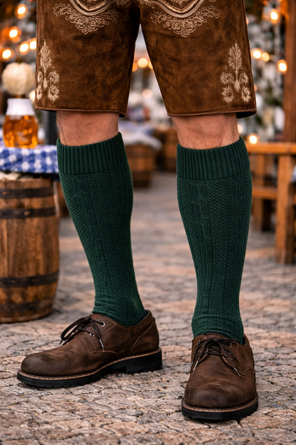 Green Bavarian Trachten Socks – Oktoberfest Knee-High Socks