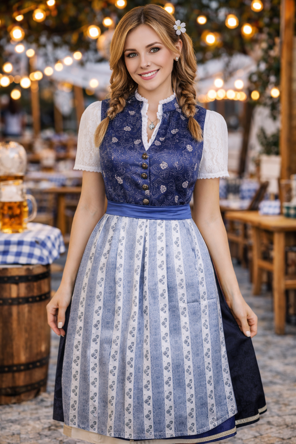Blue Dirndl Dress – Traditional Bavarian Oktoberfest Outfit
