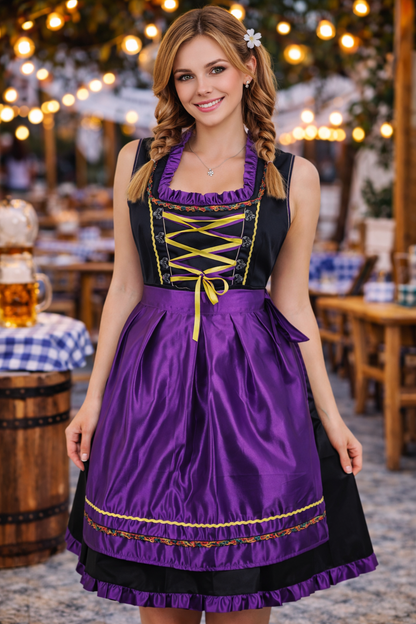 Alpine Dirndl “Junia” – Silk Satin – 2-Piece Set (Dress + Apron, Without Blouse) – 60 cm