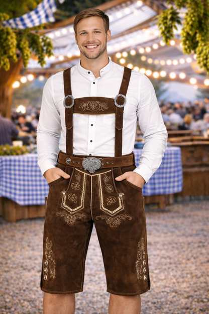 Men’s Suede Lederhosen “Herakles” – Bavarian Oktoberfest Shorts