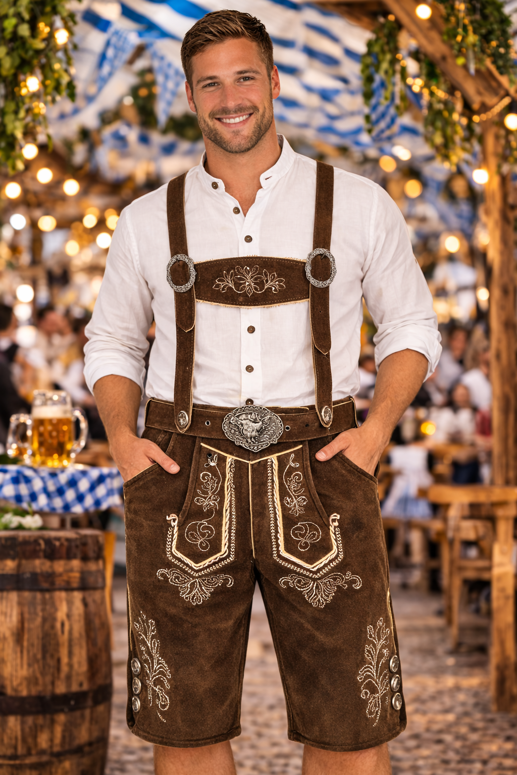 Men’s Suede Lederhosen “Herakles” – Bavarian Oktoberfest Shorts