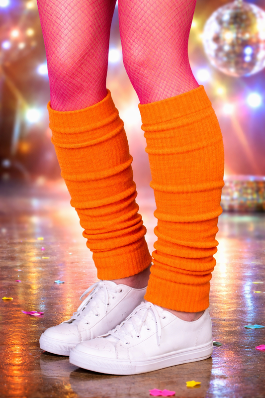 Orange Leg Warmers – Retro 80s Disco & Carnival Costume Accessory