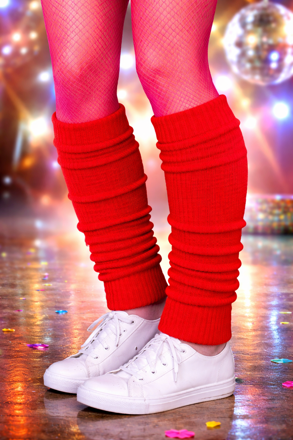 Red Leg Warmers – Retro 80s Disco & Carnival Costume Accessory