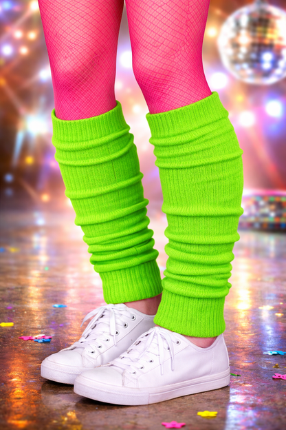 Neon Green Leg Warmers – Retro 80s Disco & Carnival Costume Accessory