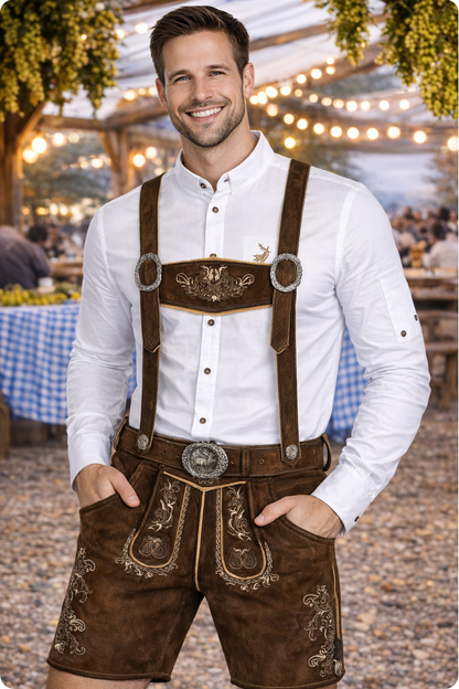 Alpenhirsch Lederhosen – Goat Leather Bavarian Oktoberfest Shorts