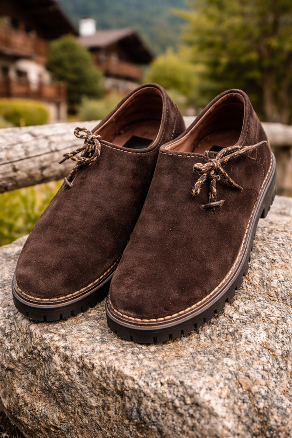 Traditional Bavarian Men’s Shoes – Dark Brown Leather