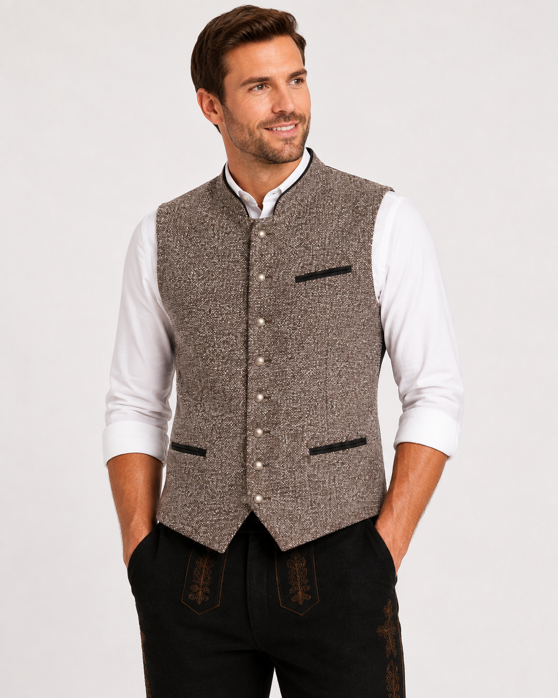 Alpine Tweed Waistcoat – Taupe Brown