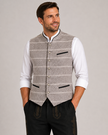 Alpen Soft Tweed Waistcoat – Stone Grey