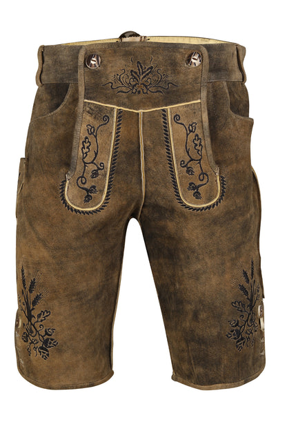 Oktoberfest Lederhosen – 100% Goat Leather Rustic Brown Belt & Suspenders