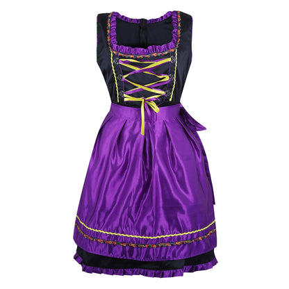 Alpine Dirndl “Junia” – Silk Satin – 2-Piece Set (Dress + Apron, Without Blouse) – 60 cm